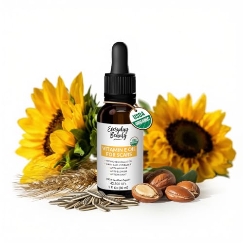 Organic Vitamin E Oil for Scars - All Natural & Vegan Skin Moisturizer 1oz - Light and Unscented Great for Scars After Surgery - Reduce Wrinkles, Anti Aging, Lighten Dark Spots - Face, Skin & All Over