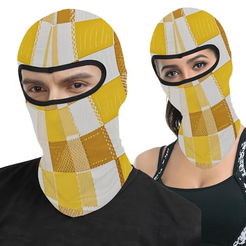 Balaclava para Hombres Mujeres Blanco y Amarillo Impreso, Máscara Facial Térmica para Invierno, Protección contra Frío y Viento, Ideal para Esquí, Motocicleta y Actividades al Aire Libre miniatura 1