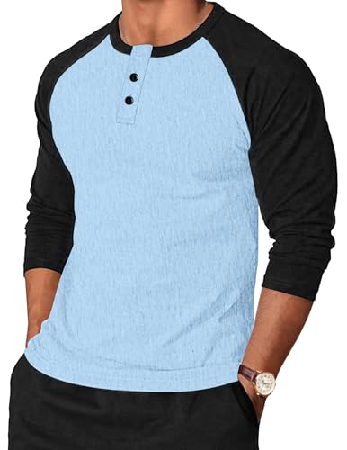 T-Shirt Henley Hommes Coton Manches Longues Col Mao Casual Regular Fit TARAINYA