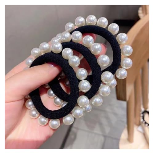 Coletero para el pelo banda elástica sin costuras y moderno para recogidos con perlas 2