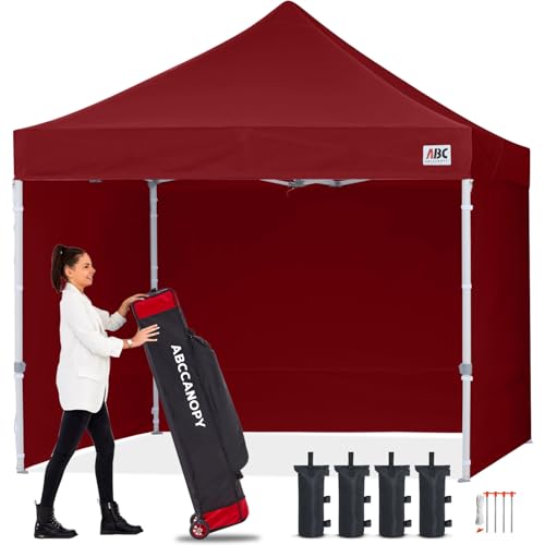 Image of ABCCANOPY Commercial Pop Up Canopy Tent with Sidewalls 8X8,Burgundy