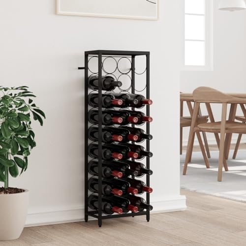Rantry Porte-vin de 27 bouteilles noir 34 x 18 x 100 cm en fer forgé meubles, porte-bouteilles à vin, porte-bouteilles de vin, porte-bouteilles à vin,...