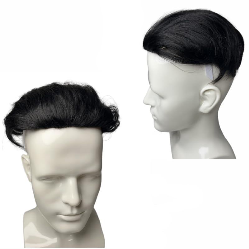 AYunhe Peluquín para el cabello 100% humano con clip de pompadour para hombre, volumen de 6.3 x 6.7 in (Pompadour)