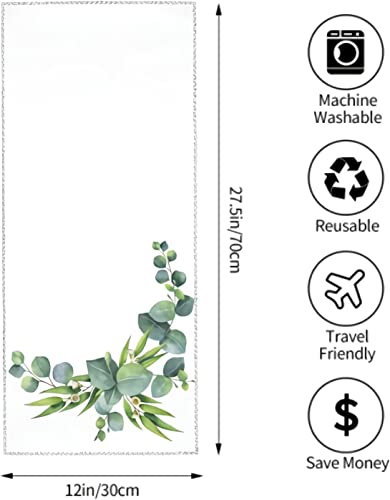 Watercolor Hand Painted Wreath Hand Towel - Green Eucalyptus Leaves Print Bath Bathroom Towel Highly Absorbent Soft Hand Towels #TOP3