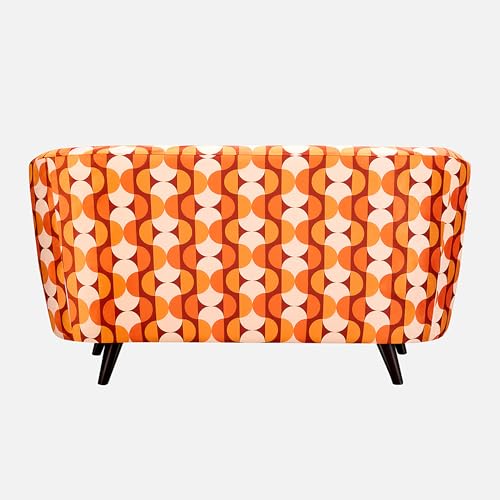 Image of Duroflex Meadow - Premium Accent Love Seat with Channel-Stitched Upholstery | Plush Foam & Curved Backrest | Durable & Elegant Seating | 3 Year Warranty - Geo Orange