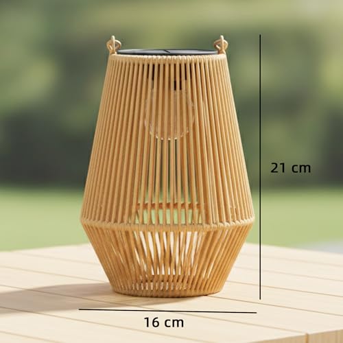 Outsunny Solarna lampa stojąca, zestaw 2 szt., rattanowe, wiszące lampy solarne z czujnikiem światła, lampa solarna IP44, wodoszczelna lampa solarna do użytku na zewnątrz, do ogrodu, na balkon, na