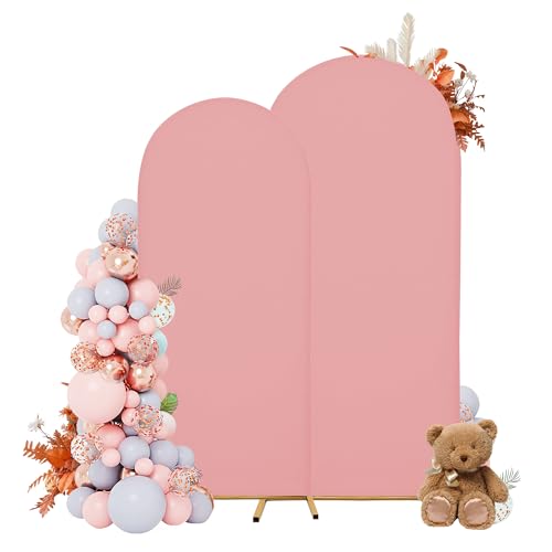 Pink Arch Cover, 7.2FT, 6FT Arch Backdrop Stand Fitted Cover for Wedding Birthday Party Ceremony Banquet Decoration(Cover Only)