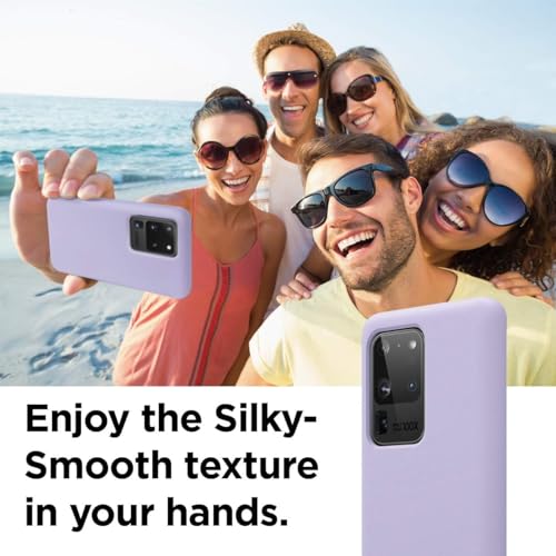 Image of MOBILOVE Back Cover Case for Samsung Galaxy S20 Ultra | Pure Liquid Soft Matte Silicone Case with Logo and Comes with Camera and Screen Protection Back Cover for Samsung Galaxy S20 Ultra (Purple)