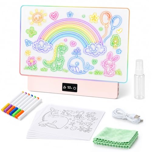 OUTON Lavagna Luminosa LED Bambina con 8 Colori e 3 Modalità di Luce