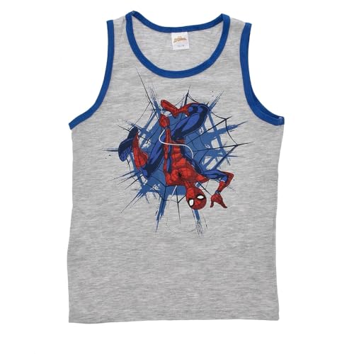 2er Spiderman Unterhemd für Jungen - Kinder Tank Top Hemdchen Unterwäsche Sommer Kinder Geschenk (DE/NL/SE/PL, Numerisch, 134, 140, Regular, Grau/Blau)