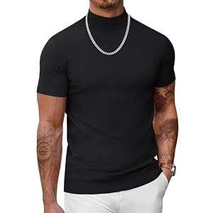 COOFANDY Men’s Short Sleeve Mock Turtleneck Sweater