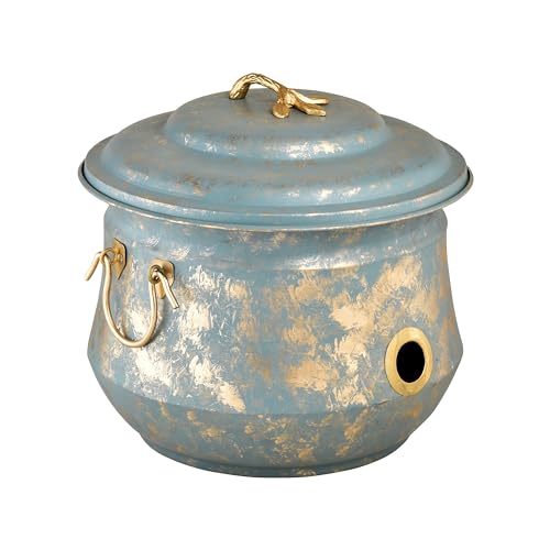 LifeSmart Hose Pot with Lid, Brass Accents, Holds up to 150-Feet of Hose