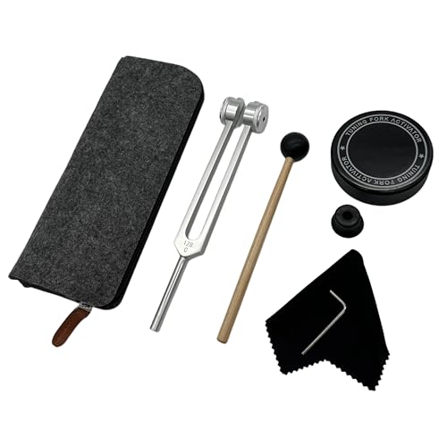 Tuning Fork 128 Hz Healing Instrument with Activator Weighted Aluminum Alloy C128 Tuning Fork for Body Resonance Stress Relief Grounding Professional Sound Meditation Tool for Reiki Mindfulness Gift