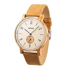 Zeitholz Wooden Watch for Men – Amtsberg Model, Handcrafted from 100% Natural Zebrawood with Quartz Movement – Lightweight Analog Wood Grain Watch for Him – Adjustable Band Fits Any Wrist