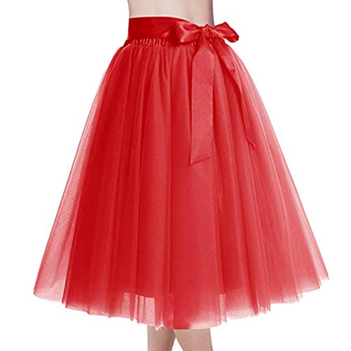 Women's Short Knee Length Tulle Skirt Tutu Evening Party Skirts for Girls (XX-Large, Red)