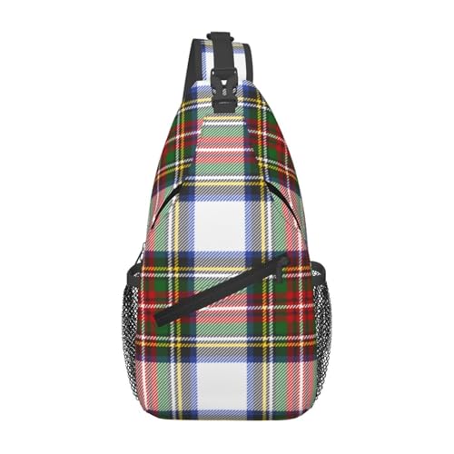 Stewart Royal Dress Plaid Scottish Fashionable, Portable, And Large Capacity Men'S Casual Cross Chest Bag