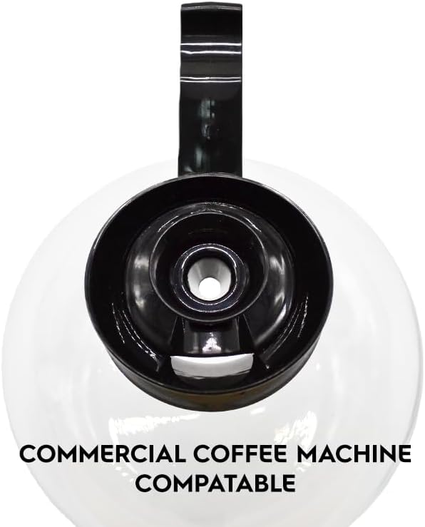 1 Pack Glass Coffee Decanter 64oz 1.8L 12 Cup (Black Regular), Laboratory Grade SHATTER-RESISTANT High Borosilicate Glass Body for Brewer Cafe Restaurant & Bar