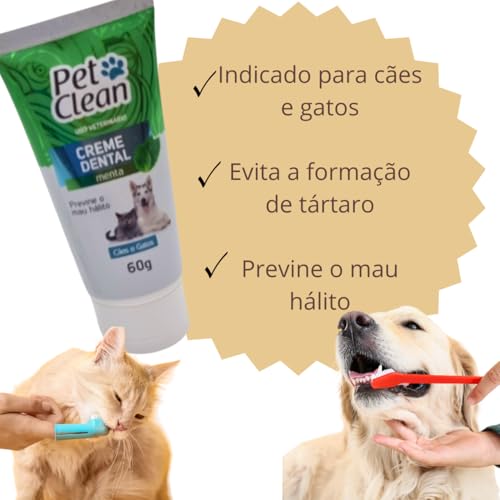 KIT COM 2 - Creme Dental Pet Clean, Sabores disponíveis Morango e TittuFrutti, Higiene Bucal Complet