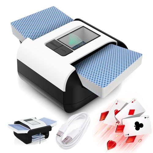 Mescolatore di carte ricaricabile, Mescolatore automatico di carte a 1-2 mazzi, Funzionamento con una sola pressione, Basso rumore, Batteria incorporata da 2000 mAh, Mescolatore di carte elettrico