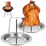 wugongshan 2 Set de Asador de Pollos, Soporte Vertical para Pollo, Asadores de Pollo de Acero Inoxidable para hornos, Parrillas y Estufas de Camping