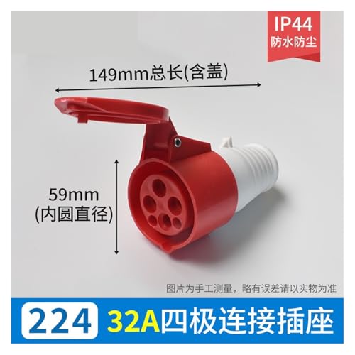 Conector de aviación 4 pines 32A IP44 impermeable miniatura 2