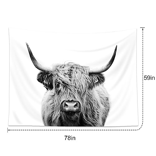 Ambzek Highland Cow Print Wall Art Tapestry 59Hx78W Inch Bull Western Room Decor Portrait Cattle Farmhouse Animal Wildlife Funny Cute Art Wall Hanging Bedroom Living Dorm Fabric #TOP3