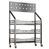 Durata e praticità: la robusta struttura in metallo supporta carichi pesanti (fino a 20 kg per livello). Dotato di un rivestimento resistente alla ruggine, è perfetto per ambienti umidi come le cucine. Questo versatile scaffale è ideale per ambienti di vendita al dettaglio o per l'uso domestico quotidiano, fondendo stile e funzionalità per una soluzione organizzativa senza interruzioni.