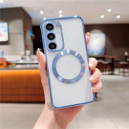 Coque Samsung S23 FE transparente antichoc silicone TPU souple bleu magnétique robuste