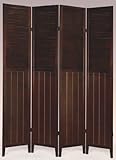 Legacy Decor 4 Panel Solid Wood Shutter Room Divider Screen Espresso Finish
