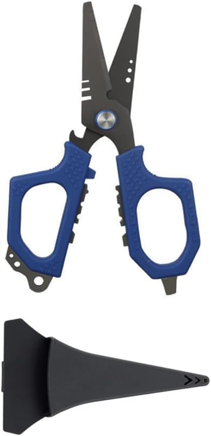 TopHomer Multifunctional Fishing Thread Scissor with Rubber Handle Protective Cover Portable Saltwater Freshwater Braid Scissors for Fishing, Traveling, DIY, Classroom Activities