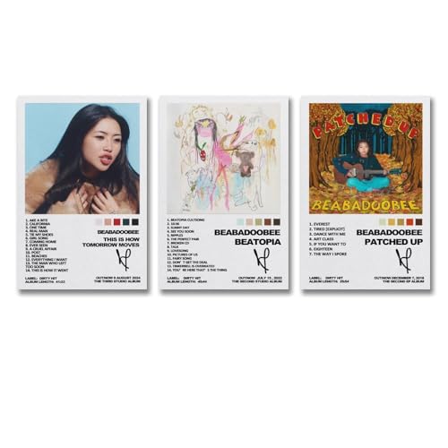 Yuesene Lot de 3 affiches Beabadoobee de Beabadoobee - Couverture d'album vintage - Affiches d'art mural sur toile - Affiches décoratives pour chambre - Affiches imprimées - Affiches décoratives -