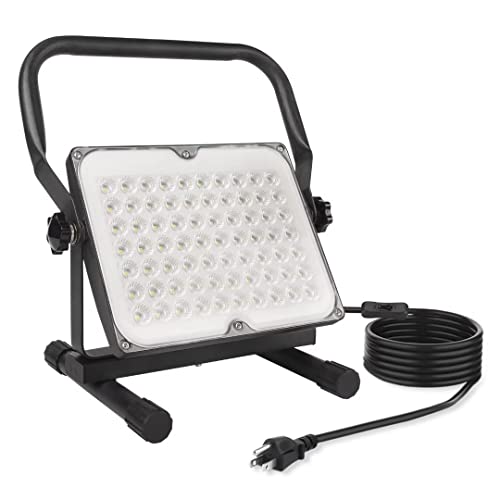 Led Portable Flood Light, 60W 6000K Led Work Light, Ip66 Waterproof Job Site Worklight With Stand, Construction Light For Camping, Workshop, Site, Garage, Jetty, Construction Site #TOP26