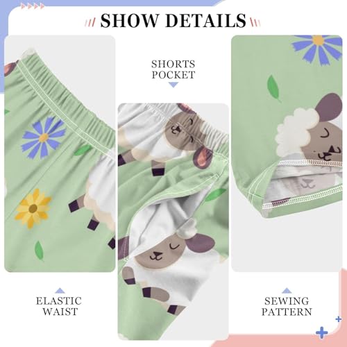 Flowers Sheep Boys Pants Boys Athletic Pants Long Pant for Boywith Pockets Wide-Leg Size 6-14Y4