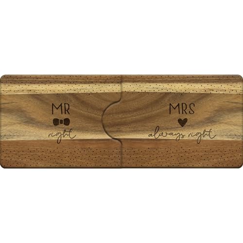 GRUSS & CO Holzbrett-Set mit Spruch "Mr. und Mrs. Right" | Set aus 2 zusammenlegbaren Holzbrettern, mit eingebranntem Motiv | Hochzeitsgeschenk | 48794