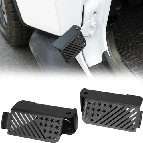 JOYTUTUS Upgraded 120 Wrangler Foot Pegs for Wrangler JK JL Gladiator JT 2007 to 2025 Exterior Door Hinge Metal Powder Coating Rest Pedals with US Flag Foot Rest Kick Panel Accessories