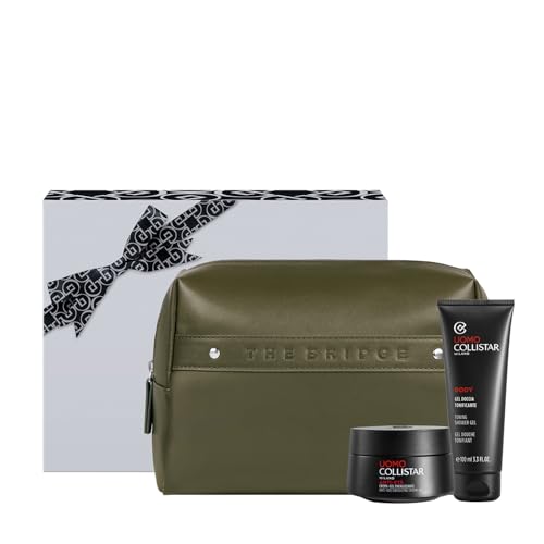 Collistar Set de Regalo Hombre, Crema Rostro Revitalizante 50 ml, Gel de Ducha Vigorizante 100 ml, Pochette The Bridge