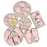 Xidmold 6pcs Silicone Fondant Molds - Baby Shower Theme Cake Decorating Mold, Feet Hand Molds for Gummy Chocolate Candy Cupcake Gum Paste Polymer Clay