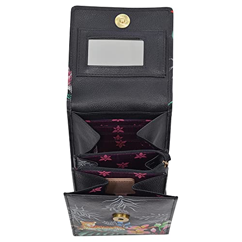 Anuschka Hand Painted Women’s Genuine Leather Triple Compartment Crossbody Organizer - Flap Open Entry & Card Holders4