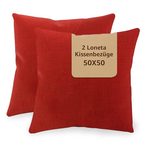 SONIT - Kissenbezug 50x50 cm - Sofa Kissen, Deko Kissenbezüge für Wohnzimmer und Schlafzimmer - 2er-Set - Made in Italy - Rot