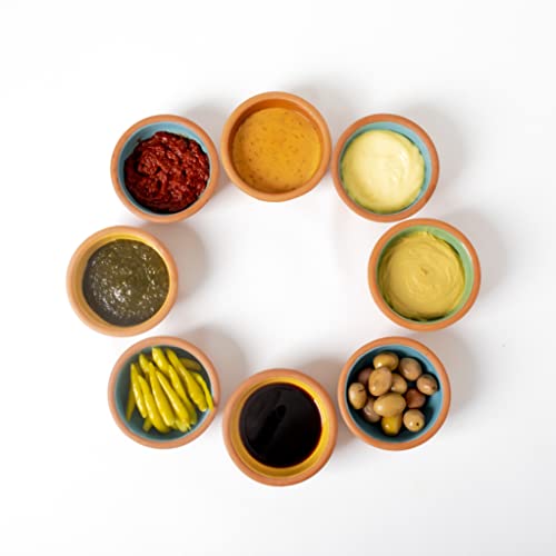 Clay Pot For Cooking - Handmade Oven Bowl Tajine Cooking Pot - Microwave & Oven Safe - 100% Natural Earthenware Pot - Eco Friendly Terracotta Pots For Mexican Indian Korean Moroccan Dishes, (8 Pcs) #TOP2