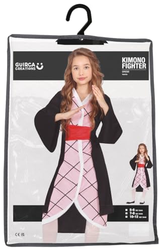 FIESTAS GUIRCA Disfraz de Carnaval para niña, manga rosa, guerrero de anime japonés con vestido kimono – Carnaval Disfraz de adolescente niña 14 – 16 años
