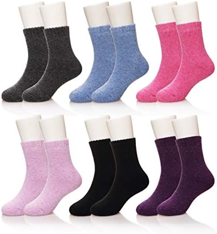Kids Girls Boy Thermal Thick Socks Winter Soft Wool Warm Cotton Children Toddler Crew Socks 6 Pairs