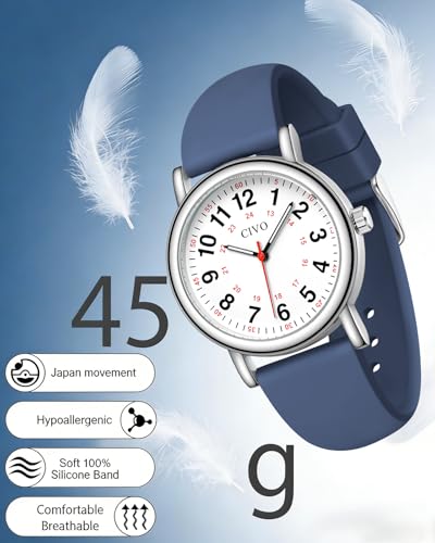 Image of CIVO Nurse Watches for Women Men: Analog Waterproof Watch with Second Hand Easy-Read Dial - Gifts for Nurses Doctors Medical Student
