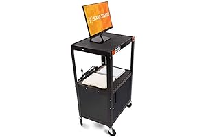 Line Leader Space-Saving Station, Black Metal Utility Cabinet with Wheels and Locking...