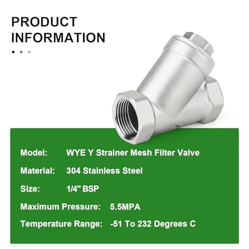 TAISHER 1 Stück 304 Edelstahl 1/4BSP Weiblich WYE Y Schmutzfänger Mesh Filter Ventil CF8 WOG
