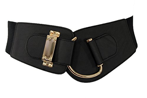 Trendy Fashion Jewelry WB WIDE HOOK BLACK Tfj Women'S Wide Fashion Belt Hip High Waist Gold Metal Hook Buckle Plus Size 36-44 Inch Black thumb #2