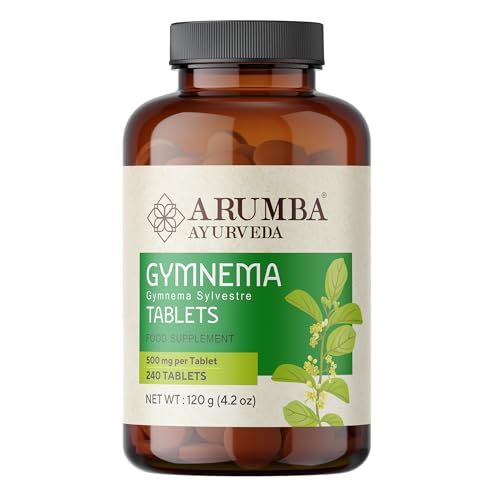 Arumba Gymnema Sylvestre Tablets 240 nos, Un-Coated (No Chemical Coating) Gymnema Tablets