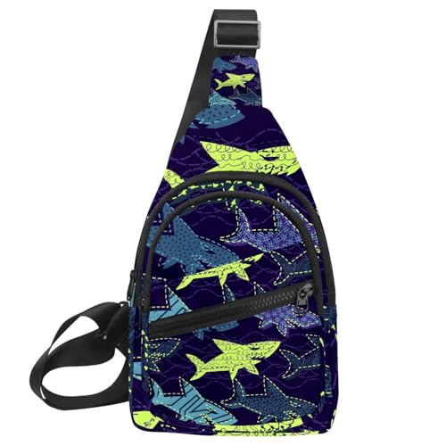 Bolso bandolera para mujer azul marino con diseño original de tiburón