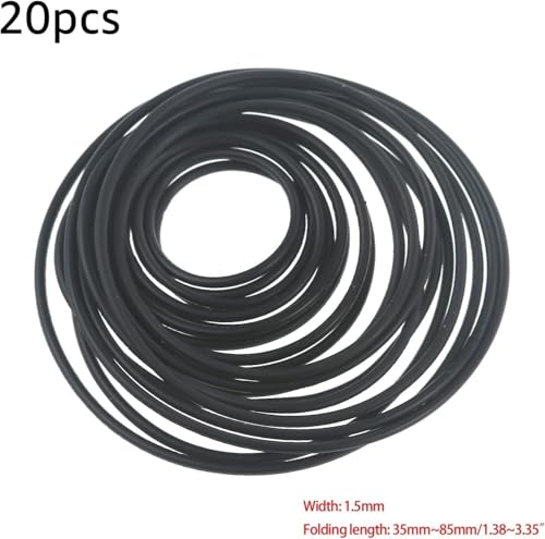 20 Pcs 1.5mm Black Recorder Rubber Belts Round Cassette Recorder Repair Maintenance Belt Video Accessories Cassette Belt Replacement Round Tape Decks CD for Tape Players, Tape Decks