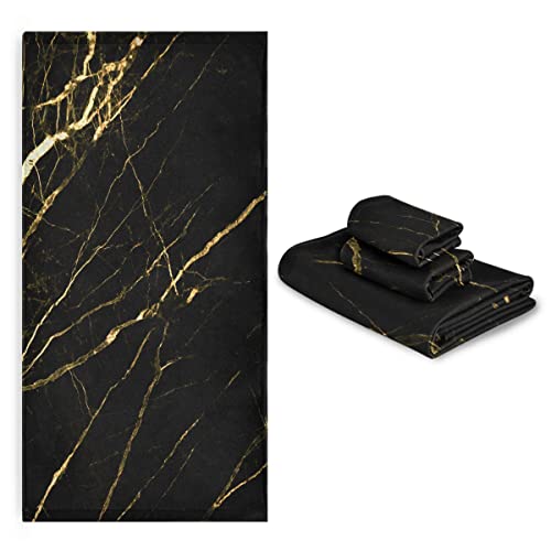 Toallas de baño con textura de mármol negro resistentes a la decoloración 8